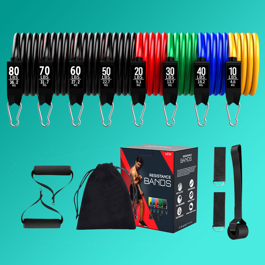 Fitness Tpe Latex 11 Piece Set Tensioner